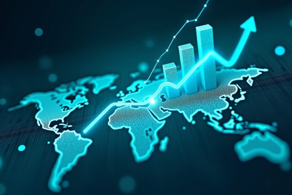 Conceptual image of growth and analytics for international SEO.