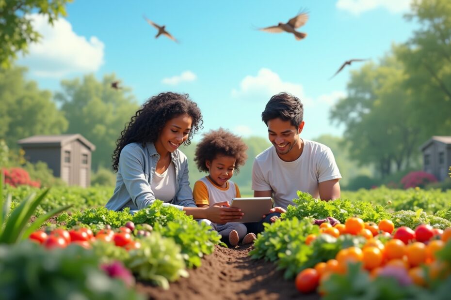 A vibrant AI-driven veggie garden.