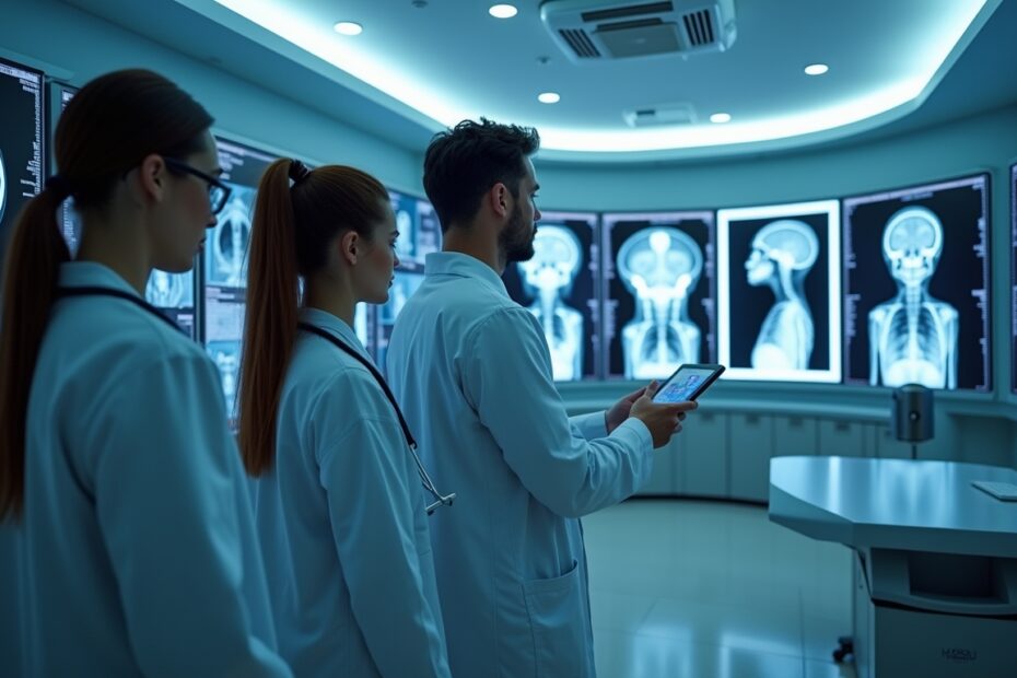 Modern hospital radiology unit using advanced AI imaging tools.